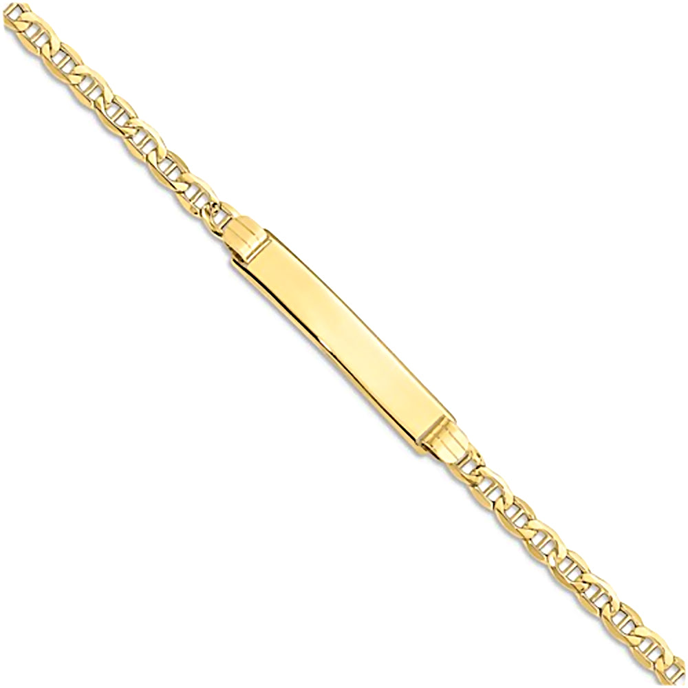 10K Yellow Gold Engravable Bar and 3.1mm Semi-Solid Anchor Chain Bracelet