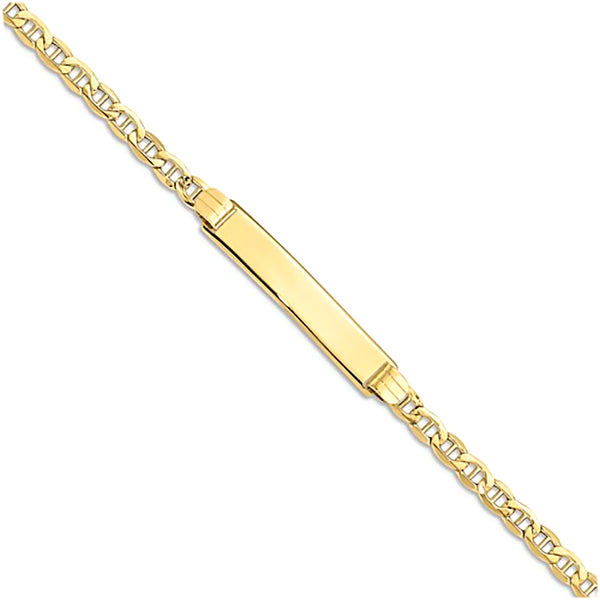 10K Yellow Gold Engravable Bar and 3.1mm Semi-Solid Anchor Chain Bracelet