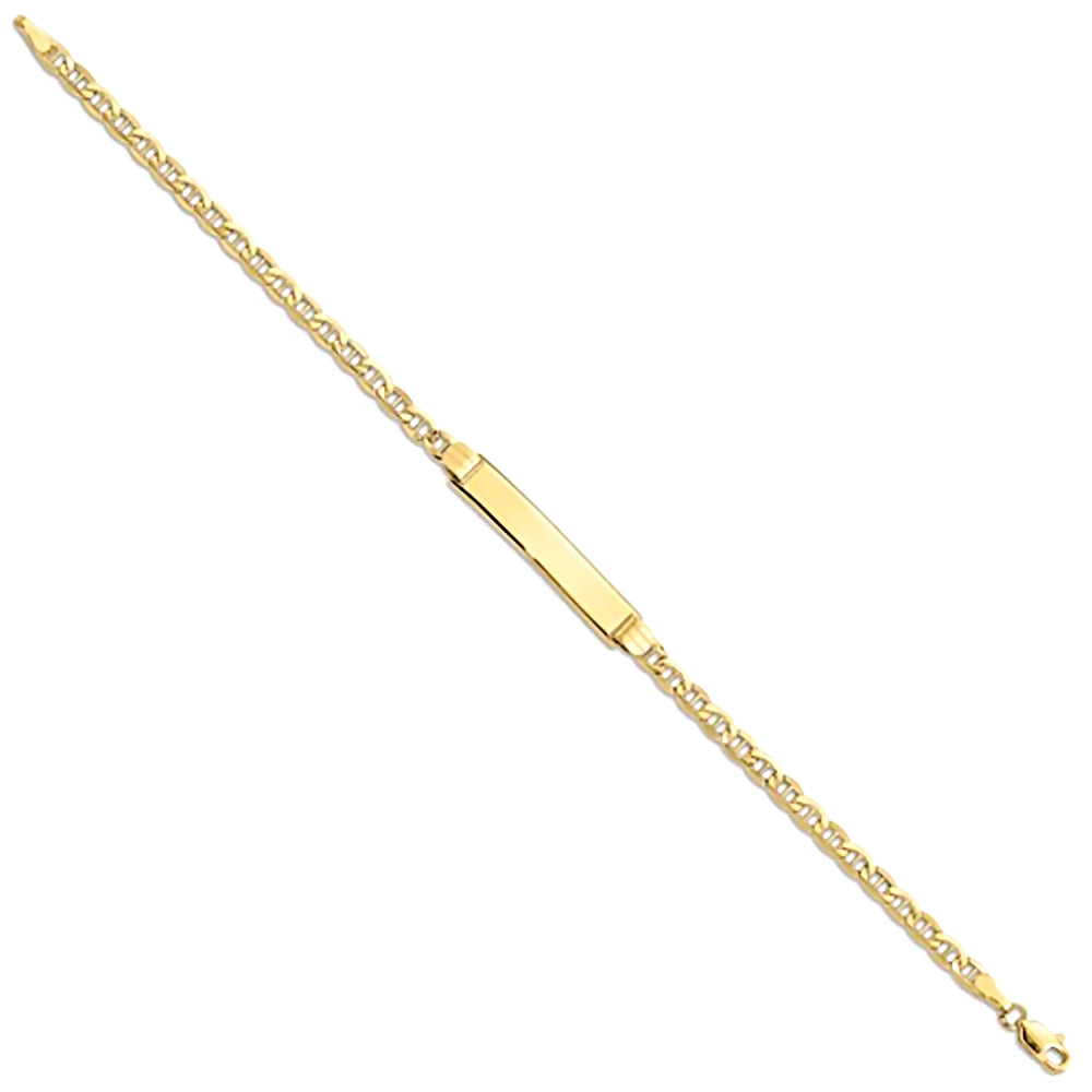 10K Yellow Gold Engravable Bar and 3.1mm Semi-Solid Anchor Chain Bracelet