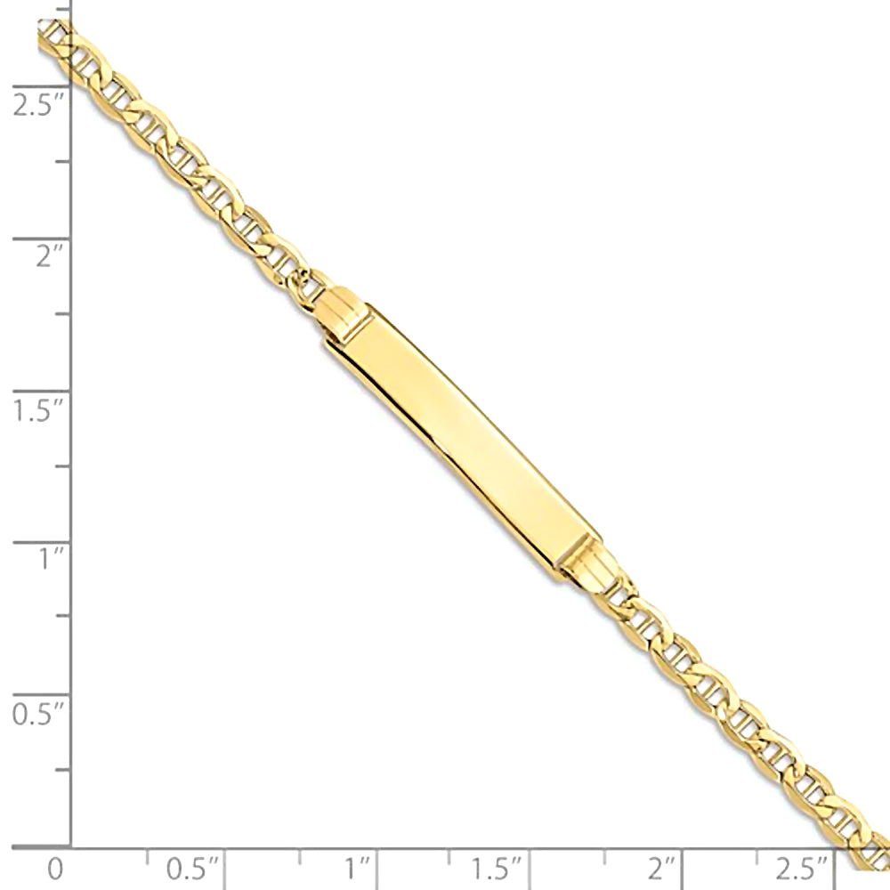 10K Yellow Gold Engravable Bar and 3.1mm Semi-Solid Anchor Chain Bracelet