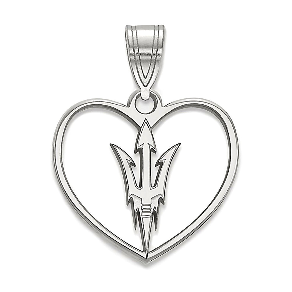 Arizona State University 925 Sterling Silver Heart Pendant Officially Licensed