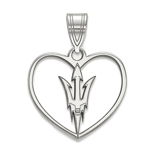 Arizona State University 925 Sterling Silver Heart Pendant Officially Licensed