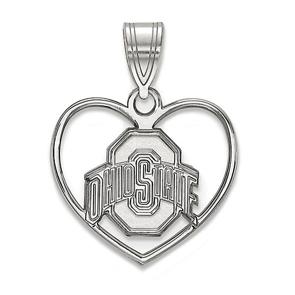Ohio State University 925 Sterling Silver Heart Pendant Officially Licensed