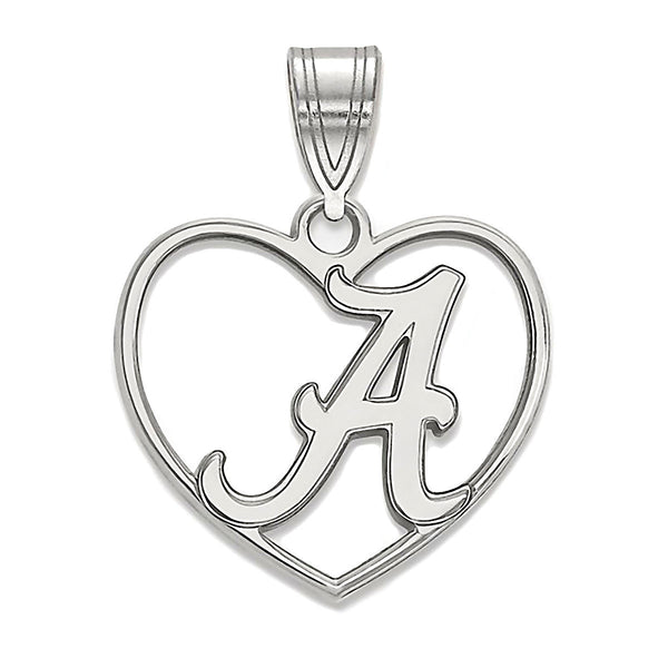 University of Alabama 925 Sterling Silver Heart Pendant Officially Licensed