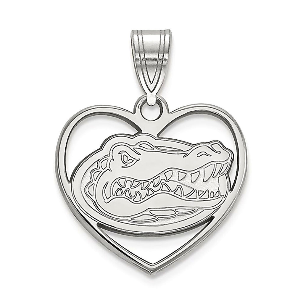 University of Florida 925 Sterling Silver Heart Pendant Officially Licensed