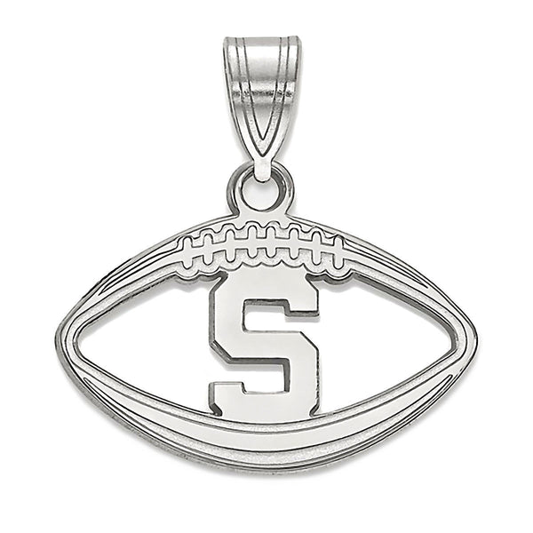 Michigan State University Sterling Silver Football Pendant Officially Licensed