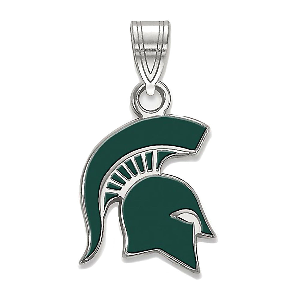 Michigan State University 925 Silver Enamel Spartan Pendant Officially Licensed