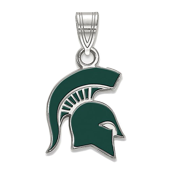 Michigan State University 925 Silver Enamel Spartan Pendant Officially Licensed