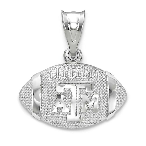 Texas A&M University Sterling Silver 3D Football Pendant Officially Licensed