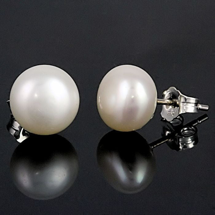 Alida: 6mm Natural White Freshwater Pearl Stud Earrings 925 Silver - Trustmark Jewelers - Earrings - 1