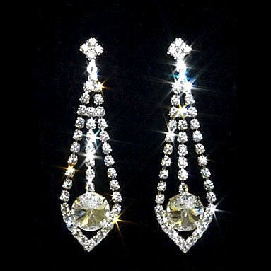 Teardrop Pendulum Swarovski Crystal Rhinestone Earrings - Trustmark Jewelers - Earrings - 1