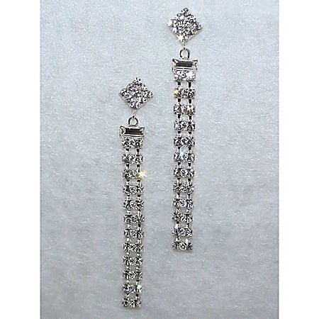 75mm Fine Lines 2 Row Duster Crystal Rhinestone Earrings - Trustmark Jewelers - Earrings - 3