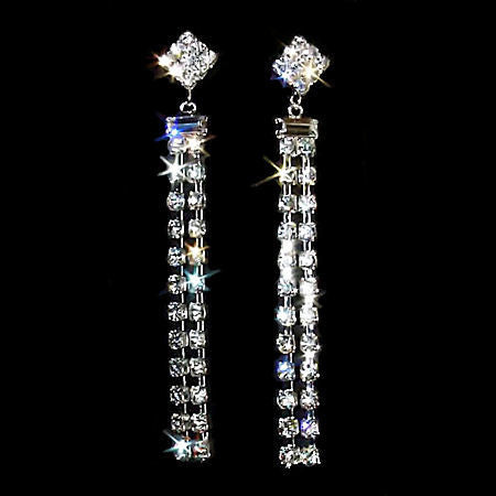 75mm Fine Lines 2 Row Duster Crystal Rhinestone Earrings - Trustmark Jewelers - Earrings - 1
