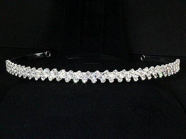 ZigZag: 3 Row Diagonal Lines Swarovski Crystal Rhinestone Headband - Trustmark Jewelers - Headbands - 1