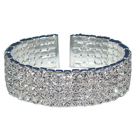 Elektra: 5 Row Swarovski Crystal Rhinestone Flex Cuff Bracelet - Trustmark Jewelers - Bracelets - 1