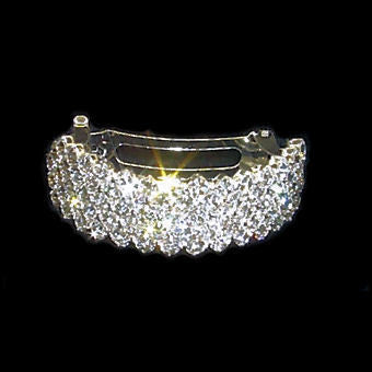 Oriana: 5 Row Swarovski Crystal Rhinestone Silver Ponytail Holder Clip - Trustmark Jewelers - Ponytail Holders - 1