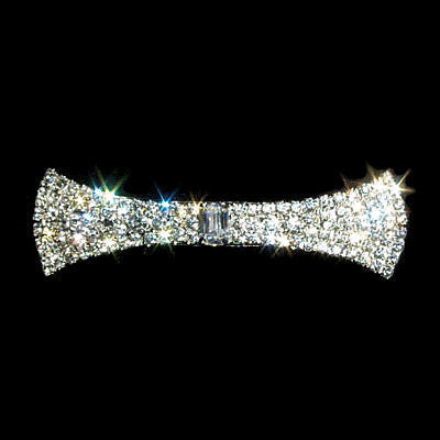 Flared 70mm Bow Tie Swarovski Crystal Rhinestone Hair Clip Barrette - Trustmark Jewelers - Barrettes - 2
