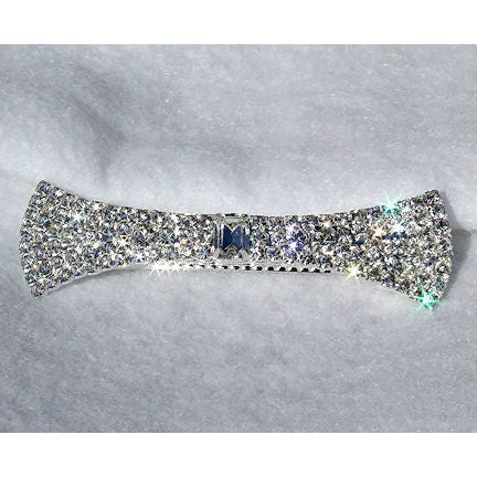 Flared 70mm Bow Tie Swarovski Crystal Rhinestone Hair Clip Barrette - Trustmark Jewelers - Barrettes - 3