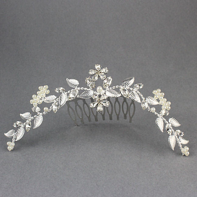 Ingrid: Pearl & Swarovski Crystal Rhinestone Tiara Hair Comb - Trustmark Jewelers - Combs and Tiaras - 3