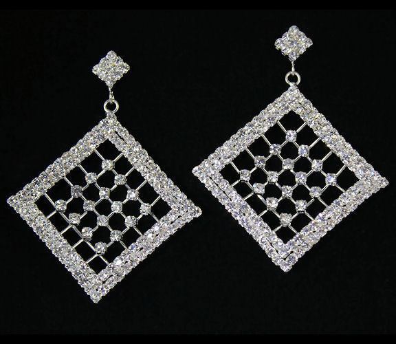 Diamanto: Swarovski Crystal Rhinestone Diamond Cage Drop Post Earrings - Trustmark Jewelers - Earrings - 2