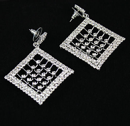 Diamanto: Swarovski Crystal Rhinestone Diamond Cage Drop Post Earrings - Trustmark Jewelers - Earrings - 3