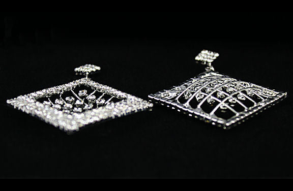 Diamanto: Swarovski Crystal Rhinestone Diamond Cage Drop Post Earrings - Trustmark Jewelers - Earrings - 4