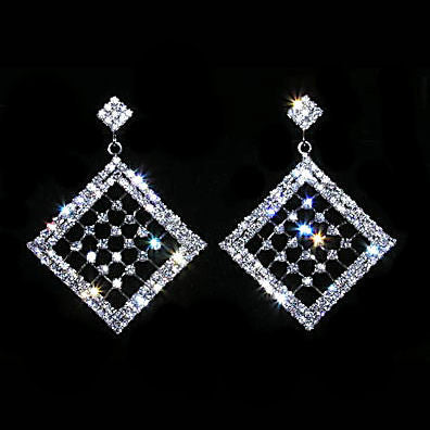 Diamanto: Swarovski Crystal Rhinestone Diamond Cage Drop Post Earrings - Trustmark Jewelers - Earrings - 1