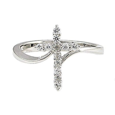 Jana's Choice: 0.18ct Ice on Fire CZ Cross Symbol Bypass Ring - Trustmark Jewelers - Fashion Rings - 2