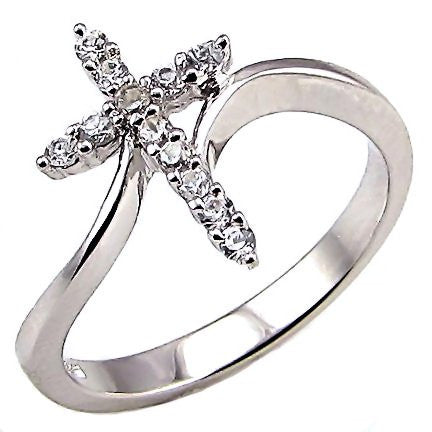Jana's Choice: 0.18ct Ice on Fire CZ Cross Symbol Bypass Ring - Trustmark Jewelers - Fashion Rings - 1