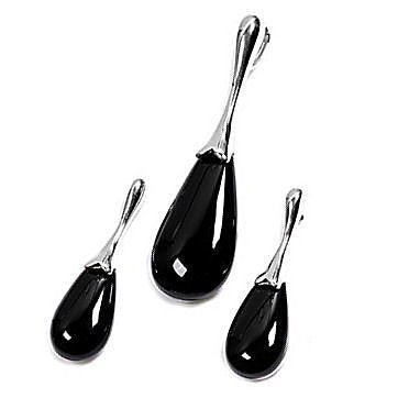 Aiyanna: Black Onyx Teardrop Pendant & Earrings Set 925 Silver - Trustmark Jewelers - Pendants and Necklaces