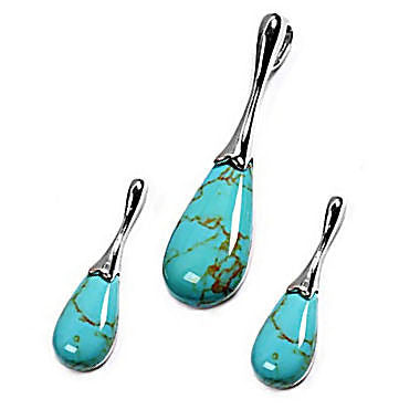 Aiyanna: Turquoise Teardrop Pendant & Earrings Set 925 Silver - Trustmark Jewelers - Pendants and Necklaces