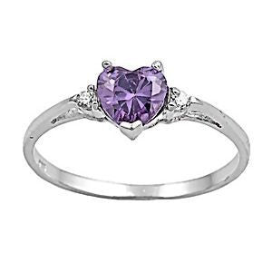 Amy: 0.81ct Heart Cut Russian Amethyst Ice CZ Promise Friendship Ring - Trustmark Jewelers - Promise Rings