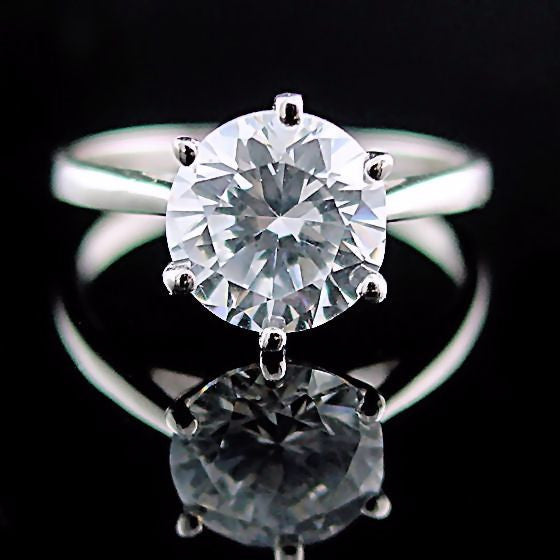 Courtney: Large 2.9ct Russian Ice Diamond CZ Solitaire Engagement Ring - Trustmark Jewelers - Engagement Rings - 1