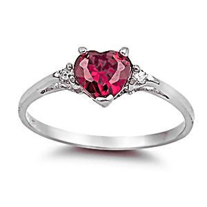 Ranae: 0.81 carat Heart Cut Created Ruby & Russian Ice CZ Promise Ring - Trustmark Jewelers - Promise Rings