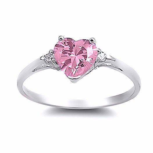 Patsy: 0.81ct Heart Cut Pink Sapphire Ice CZ Promise Friendship Ring Sz 7.0 / Pink