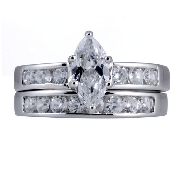 Theresa: 1.84c Marquise cut Russian Ice CZ Diamond Wedding Ring Set - Trustmark Jewelers - Wedding Ring Sets - 1