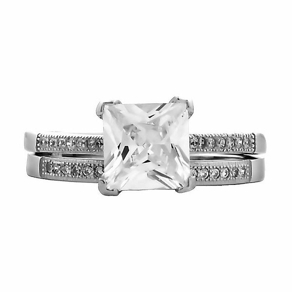 Dabria: 2.17ct Russian Ice Diamond CZ Micro Pave Wedding Ring Set - Trustmark Jewelers - Wedding Ring Sets - 1