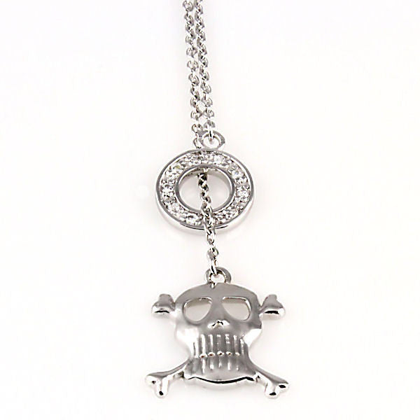 Tamryn: Skull and Crossbones Russian Ice Diamond CZ Lariat Necklace - Trustmark Jewelers - Pendants and Necklaces - 2