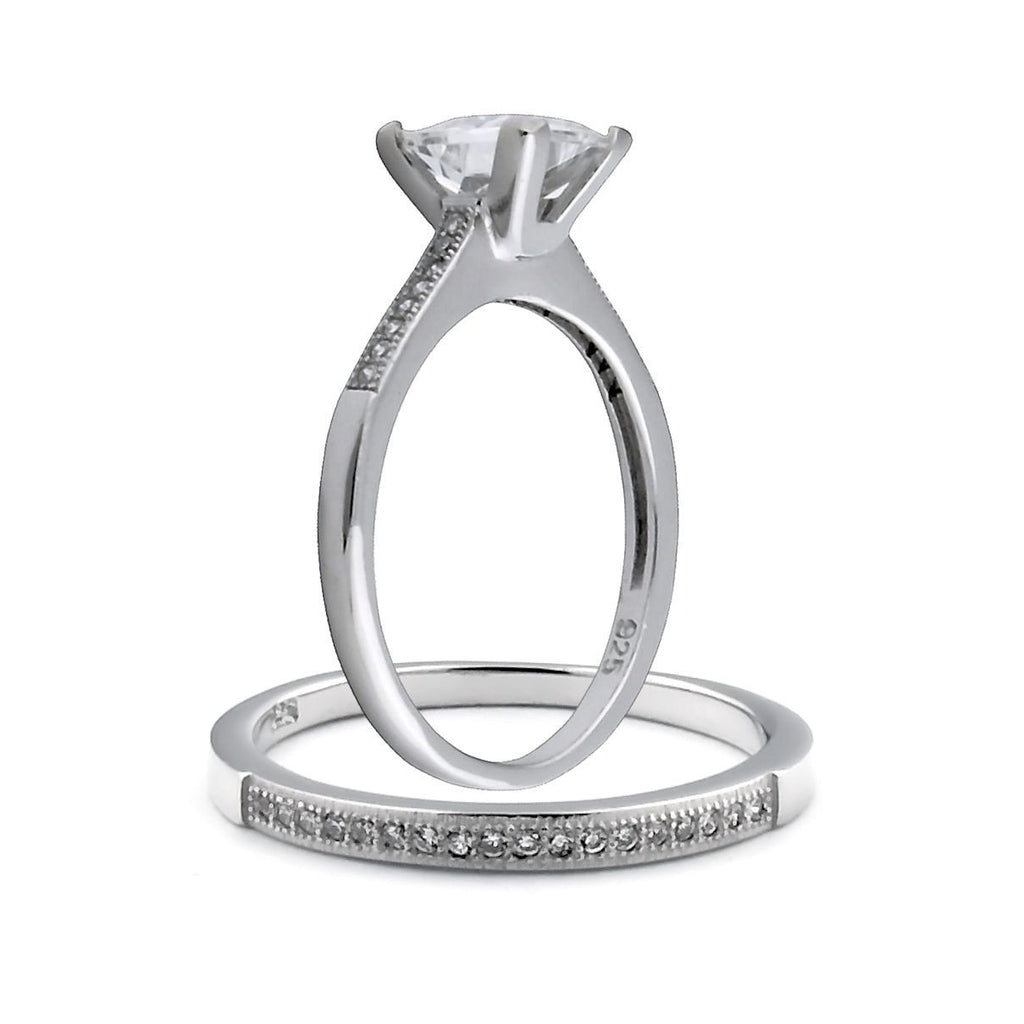 Dabria: 2.17ct Russian Ice Diamond CZ Micro Pave Wedding Ring Set - Trustmark Jewelers - Wedding Ring Sets - 2