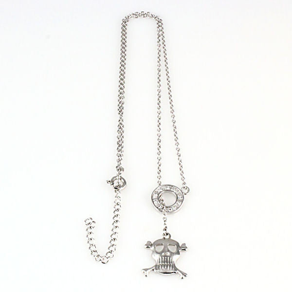 Tamryn: Skull and Crossbones Russian Ice Diamond CZ Lariat Necklace - Trustmark Jewelers - Pendants and Necklaces - 3