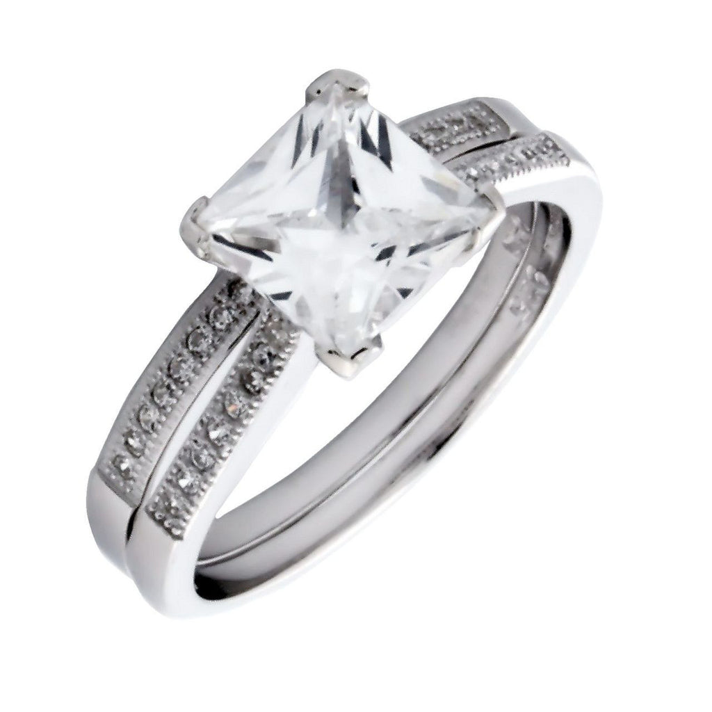 Dabria: 2.17ct Russian Ice Diamond CZ Micro Pave Wedding Ring Set - Trustmark Jewelers - Wedding Ring Sets - 3