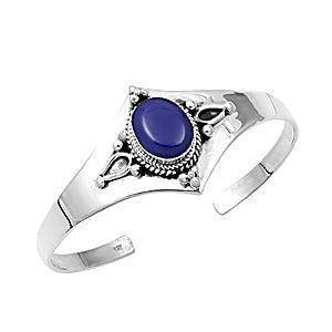 Darian: 4 Corners Lapis Lazuli Sterling Silver Cuff Bangle Bracelet - Trustmark Jewelers - Bracelets