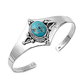 Akira: Turquoise 4 Corners Sterling Silver Cuff Bangle Bracelet - Trustmark Jewelers - Bracelets