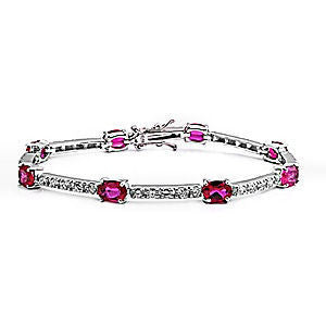 Ranae: Riveting 10.3ct Burmese Ruby & Russian CZ Tennis Bracelet - Trustmark Jewelers - Bracelets
