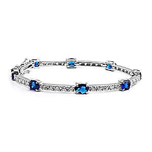 Morgan: Sparkling 10.3ct Sapphire & CZ 925 Silver Tennis Bracelet - Trustmark Jewelers - Bracelets