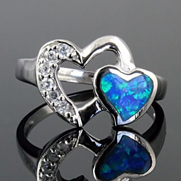 Blue opal sales heart ring