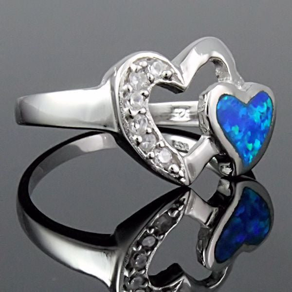 Belita: Blue Opal and Russian Ice Diamond CZ Promise Friendship Ring - Trustmark Jewelers - Promise Rings - 4