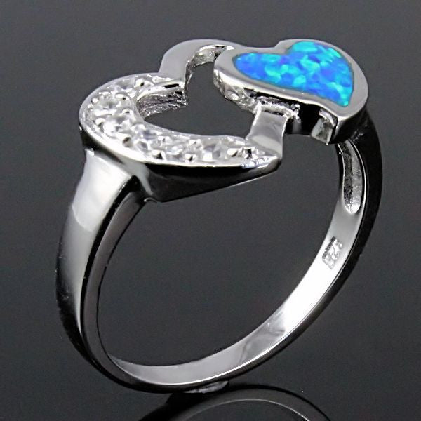 Belita: Blue Opal and Russian Ice Diamond CZ Promise Friendship Ring - Trustmark Jewelers - Promise Rings - 3