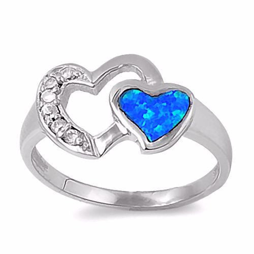 Belita: Blue Opal and Russian Ice Diamond CZ Promise Friendship Ring - Trustmark Jewelers - Promise Rings - 1