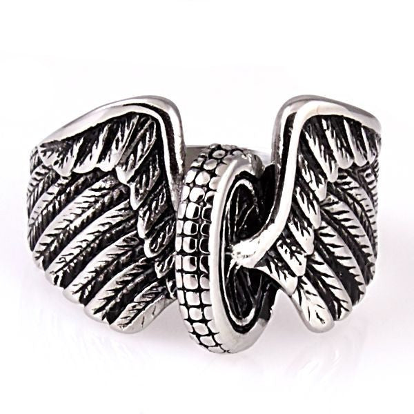 Road Warrior: Unisex Get Your Wings 316L Stainless Steel Biker Ring - Trustmark Jewelers - Mens Rings - 2